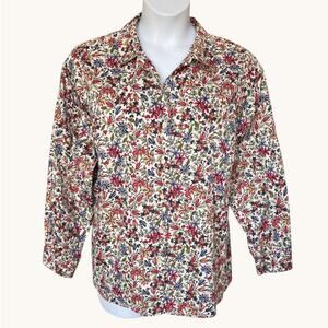 Foxcroft for Appleseeds Cotton Floral Long Sleeve Button Up Shirt Plus size 22W